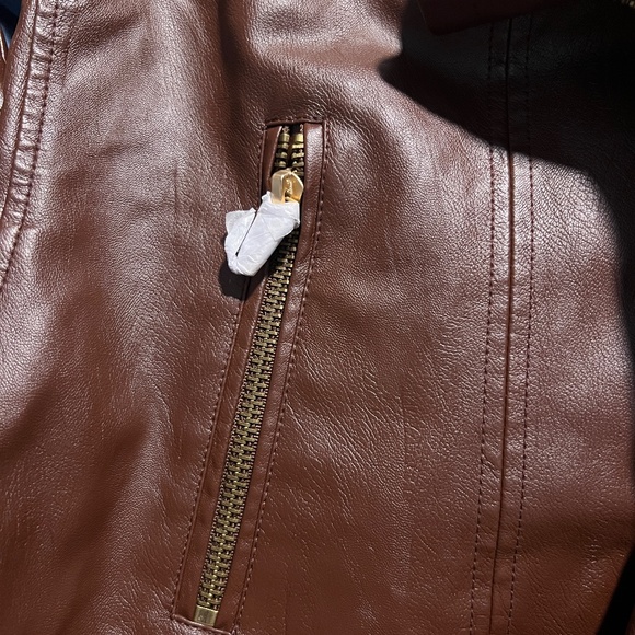 NWT Dex Plus Faux Leather Moto Jacket in Brick - Picture 9 of 16